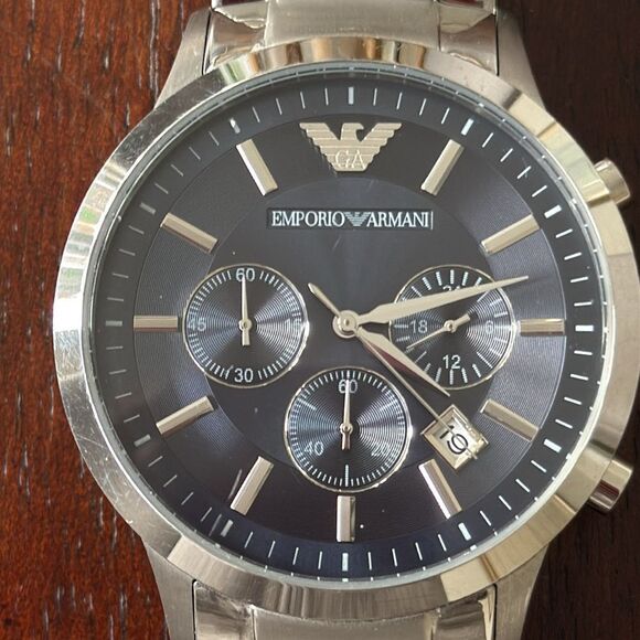 Emporio Armani AR2434 Chronograph Watch Dark Graphite Sunray Dial Steel 43mm - Picture 5 of 12